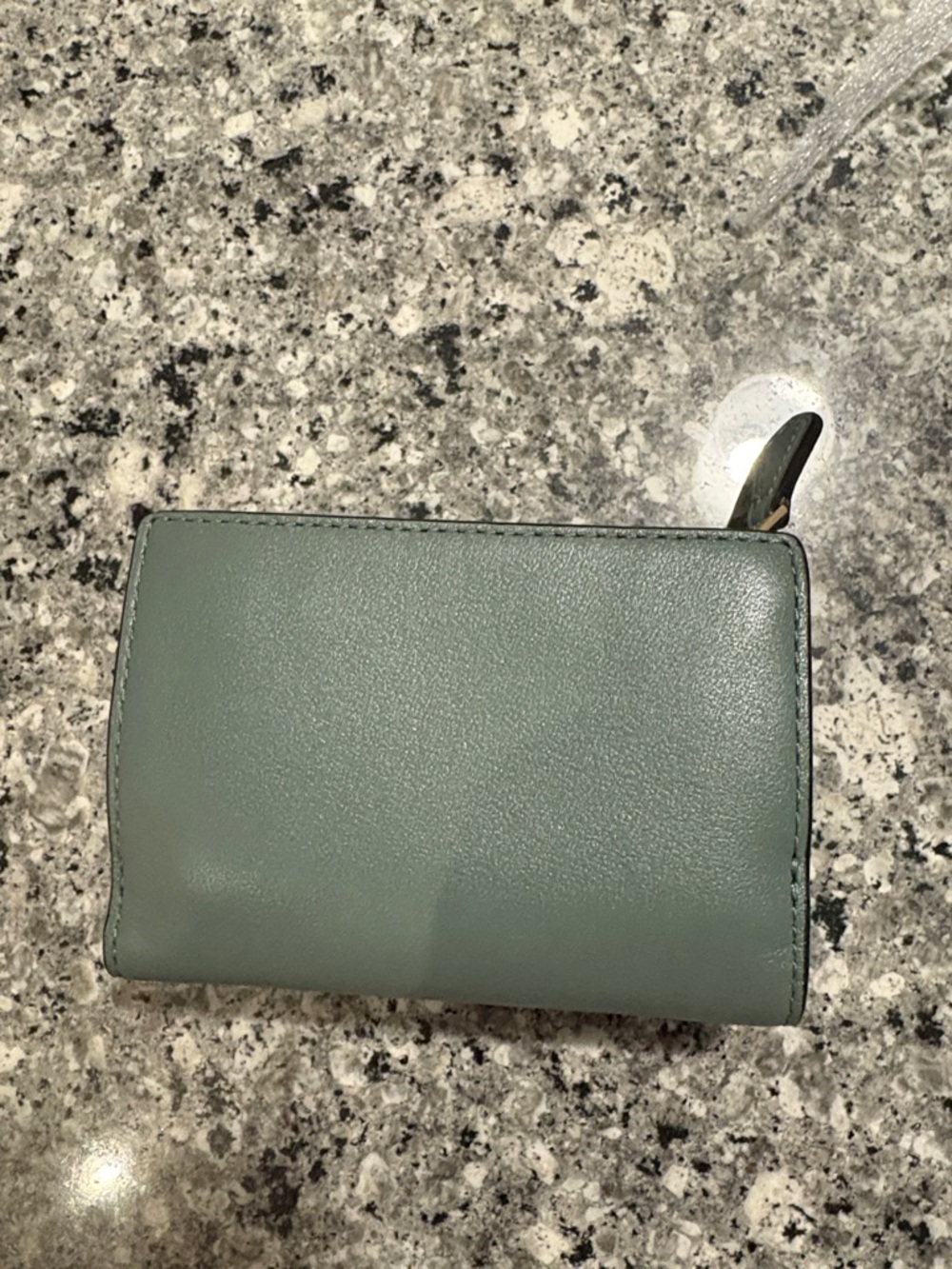 Coach Leather Card Wallet in Sage Green with Gold Logo - Picture 3 of 4